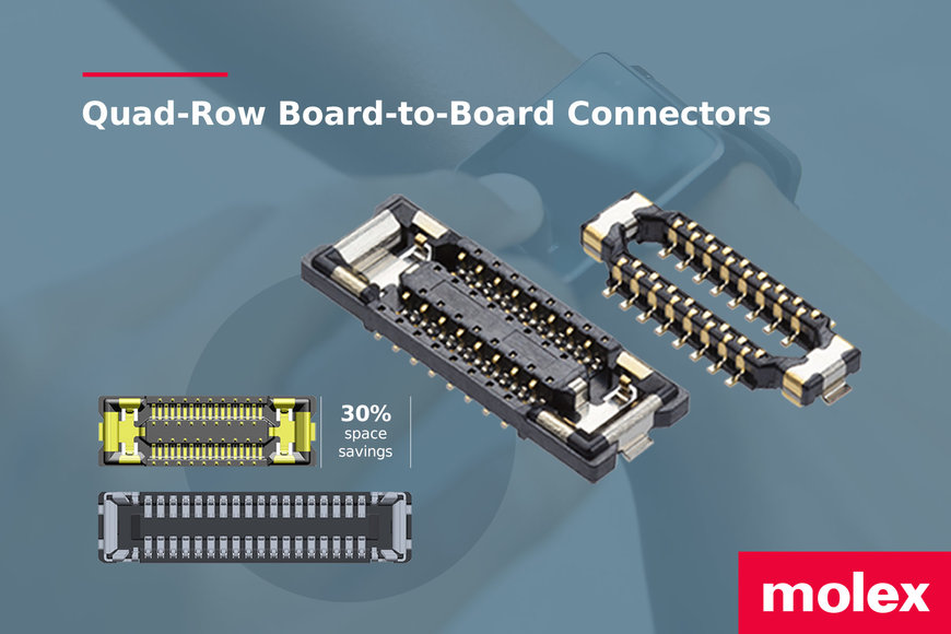 Molex établit une nouvelle référence en matière de connexion à gain d’espace par la mise sur le marché des connecteurs carte à carte révolutionnaires Quad-Row